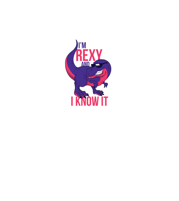 'I''m Rexy and I know it - tricou dinozaur amuzant' model alb pe tricou