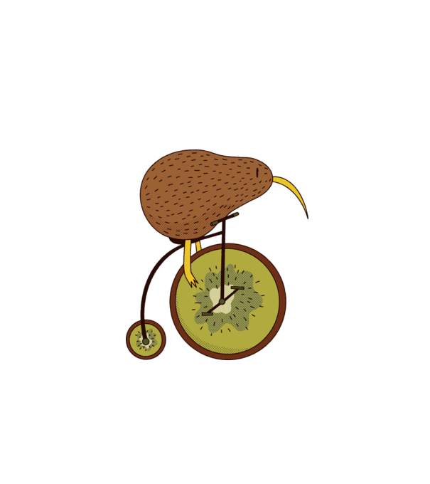 Bicicletă Kiwi model gri pe tricou