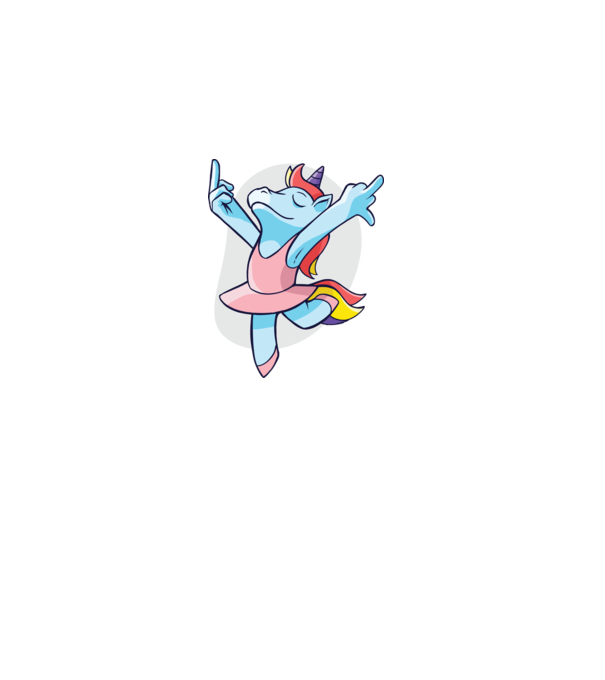 Unicorn Balet dans model albastru închis pe tricou