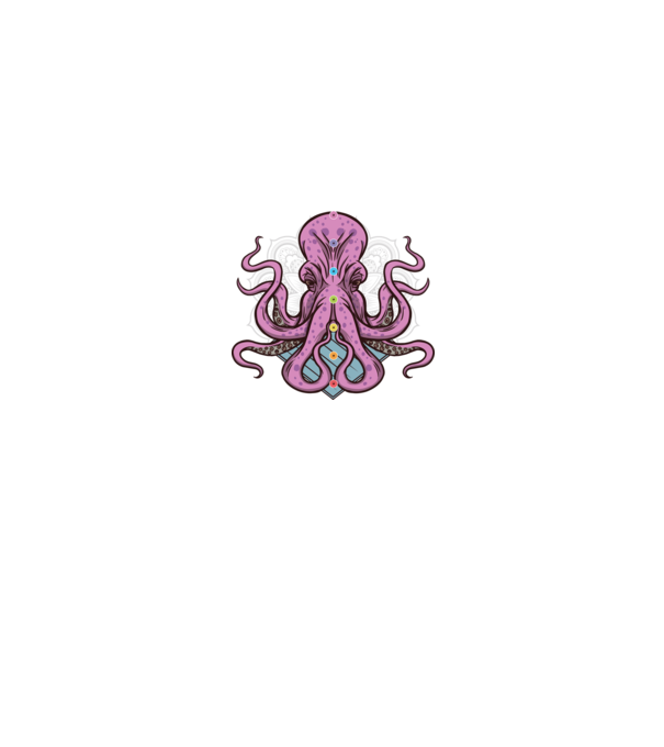 Yoga Octopus model negru pe tricou