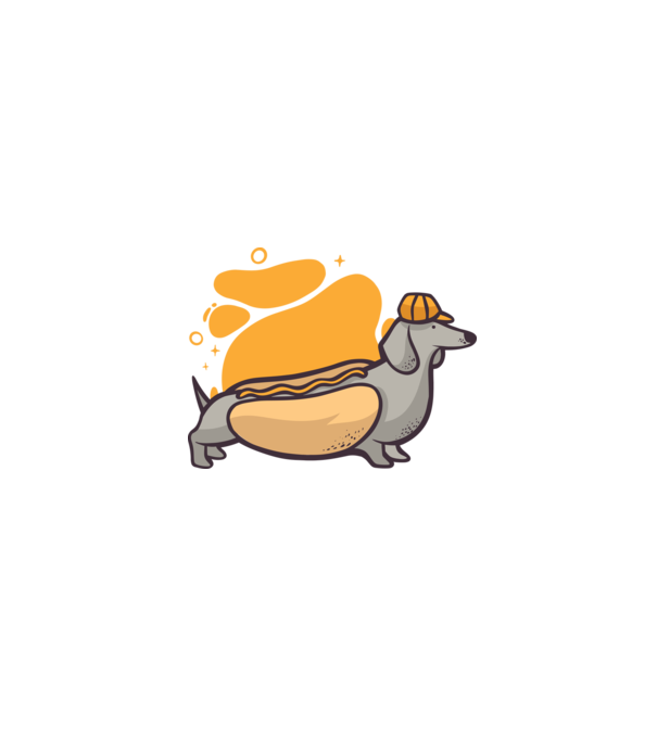 Teckel Hot dog model albastru închis pe tricou