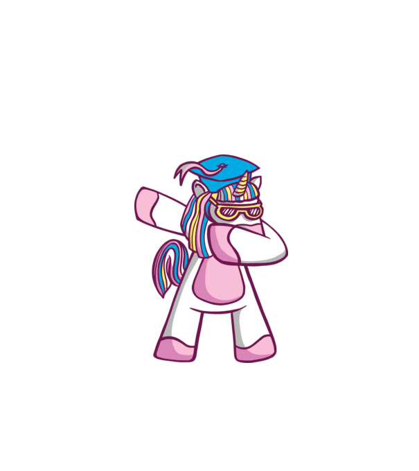 Unicorn Absolvent DAB model alb pe tricou