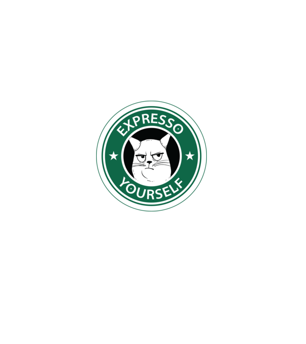 Expresso Yourself tricou Pisică cu cafea model negru pe tricou