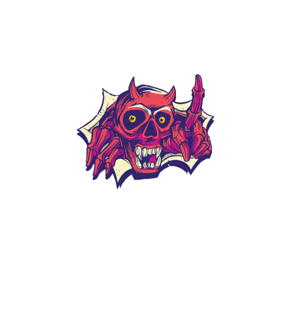 Craniu de Demon model turcoaz pe tricou
