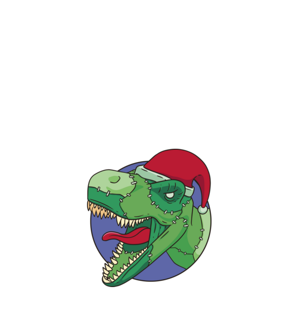 T-rex Santa model alb pe tricou