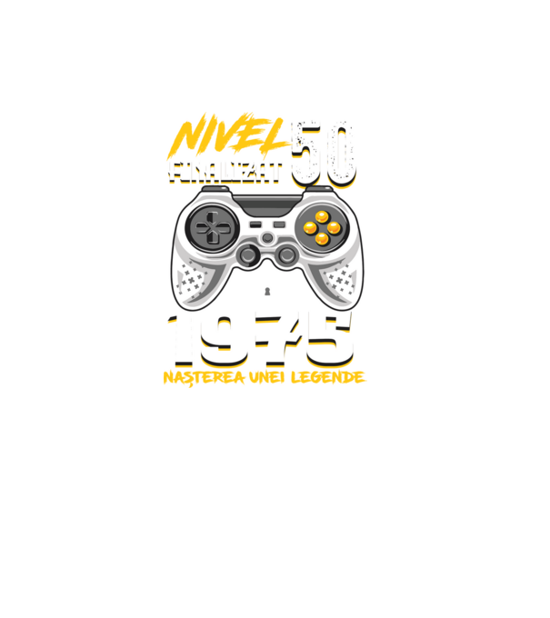 Nivel Finalizat 50 1975 model negru pe tricou
