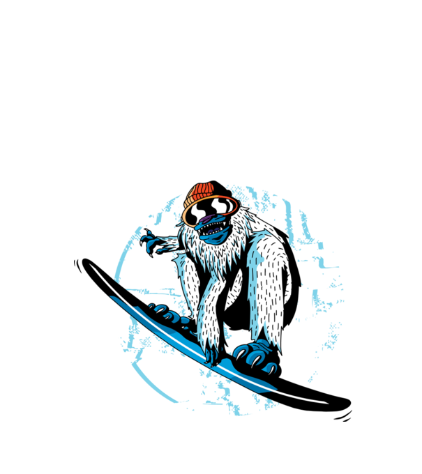 Yeti Snowboarder model alb pe tricou