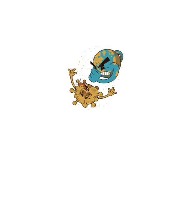 Pământ vs Coronavirus model alb pe tricou