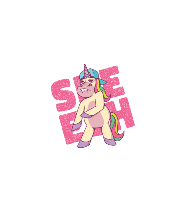 Unicorn Shesh model albastru închis pe tricou