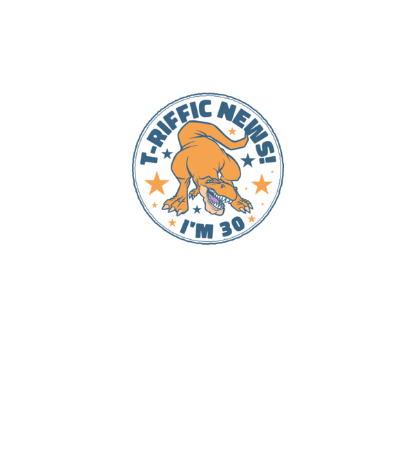 'T-rex Terrific news i''m 30' model albastru jeanși pe tricou