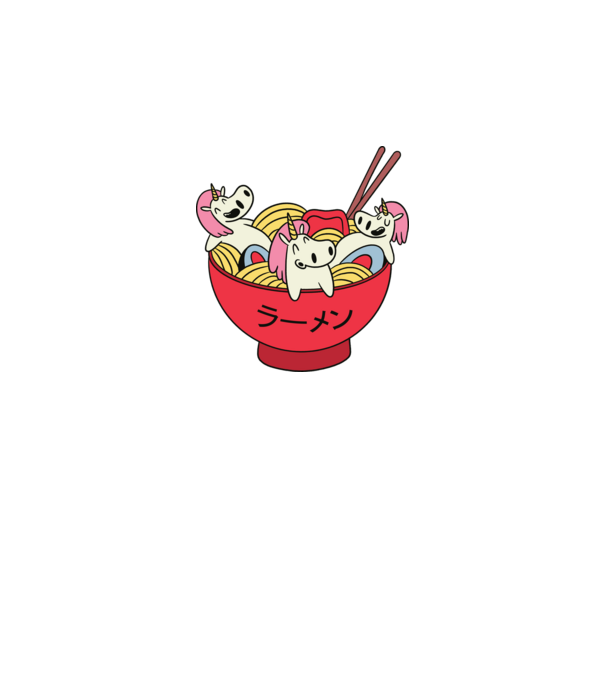 Unicorn Ramen model gri pe tricou