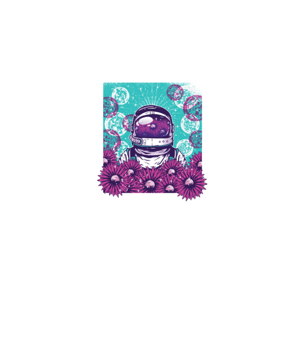 Floral Astronaut model negru pe tricou