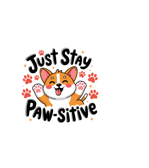 Just Stay Paw-sitive Alb model alb pe tricou