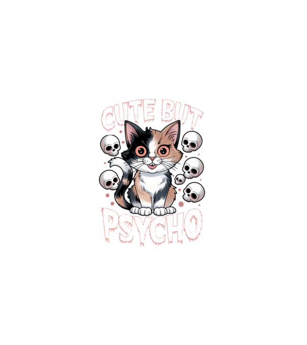 Cute, but Psycho pisică Negru model negru pe tricou