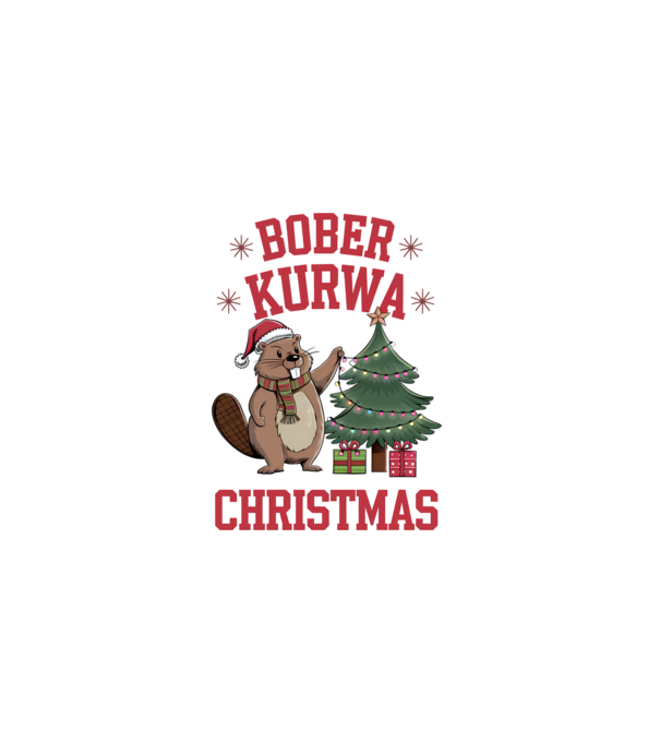 Bober Kurwa Christmas 3 model alb pe tricou