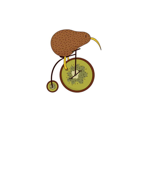 Bicicletă Kiwi model gri pe tricou