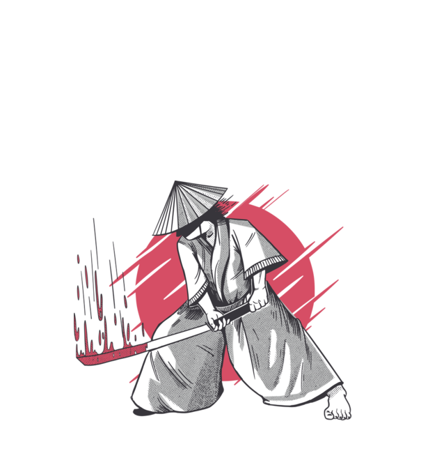 Sabie de samurai model alb pe tricou