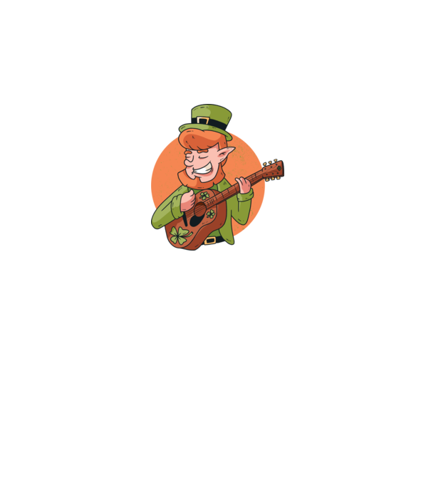 Chitarist Leprechaun irlandez St Patrick model albastru închis pe tricou