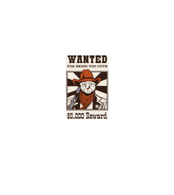 Wanted for being too cute Cowboy cu pisică model negru pe tricou