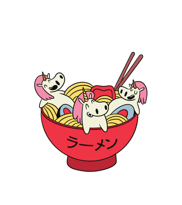 Unicorn Ramen model alb pe tricou