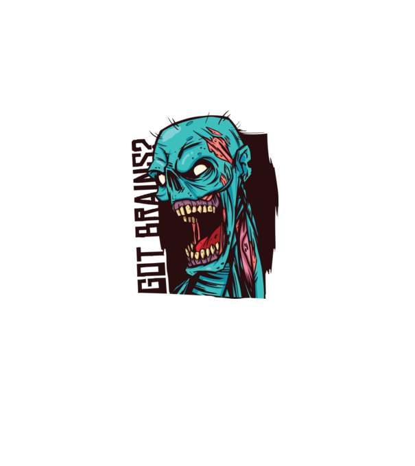 Got Brains? Cap Zombie model alb pe tricou