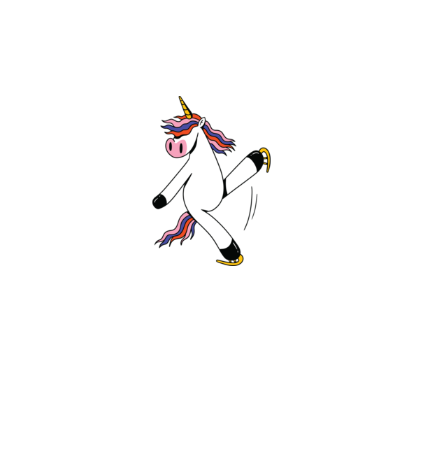 Unicorn cu Patine model alb pe tricou