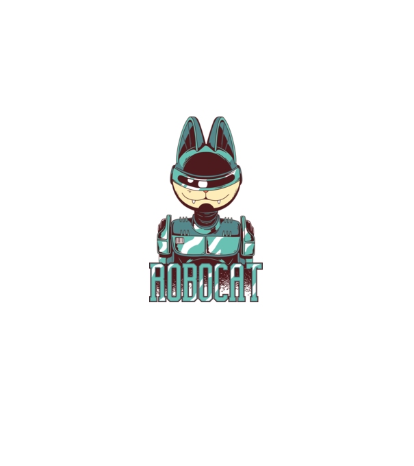 Robocat - Pisică Robot model alb pe tricou