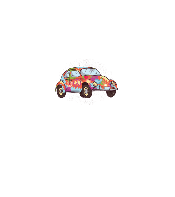 Hippy Beetle Volkswagen model albastru deschis pe tricou