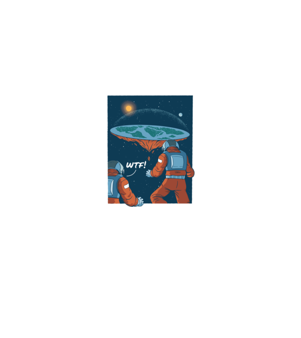 Astronaut Pământ plat model negru pe tricou