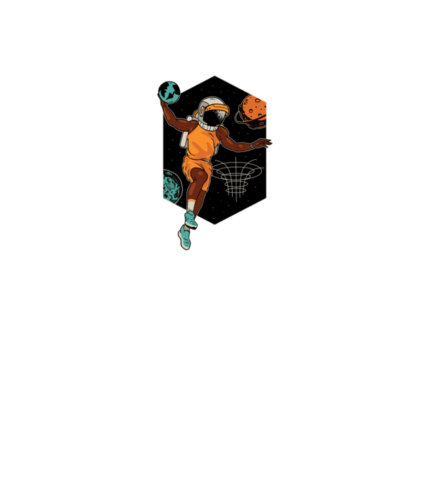 Astronaut Baschetbalist model negru pe tricou
