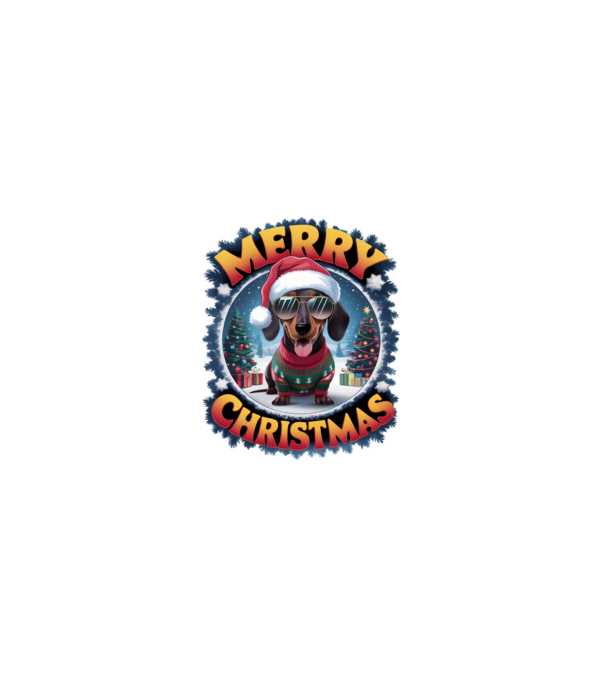 Merry Christmas Teckel model alb pe tricou