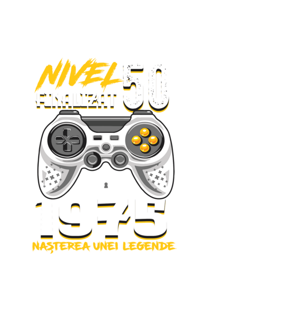 Nivel Finalizat 50 1975 model negru pe tricou