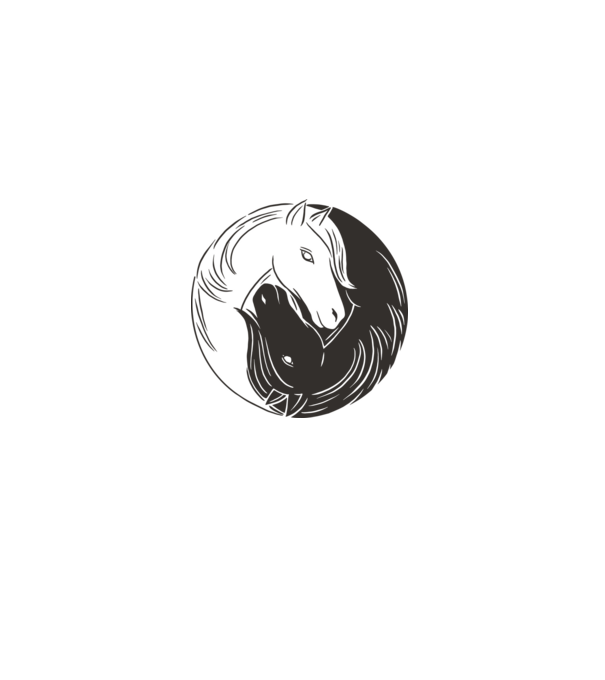 Călăreț Yin Yang model alb pe tricou
