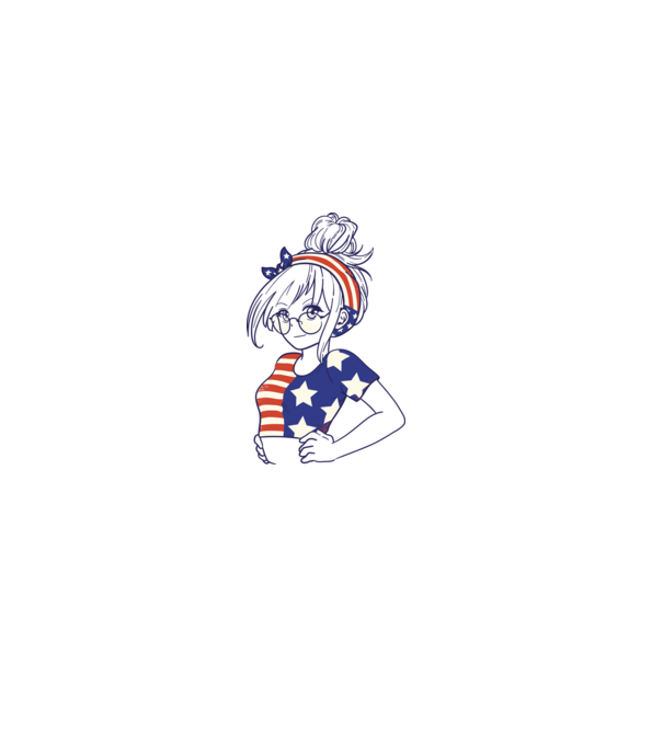 fată Americană Anime model alb pe tricou