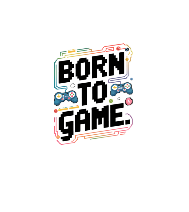 Born to Game Pixel Alb model alb pe tricou