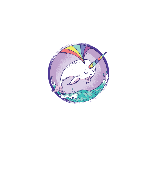 Unicorn drăguț Balenă - Narval model alb pe tricou
