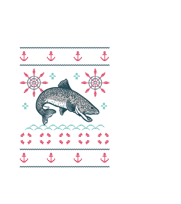 Pulover urât cu pește model alb pe tricou