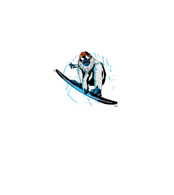 Yeti Snowboarder model alb pe tricou
