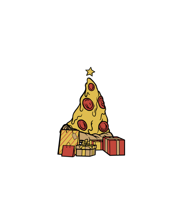 Pizza pom de Crăciun model negru pe tricou