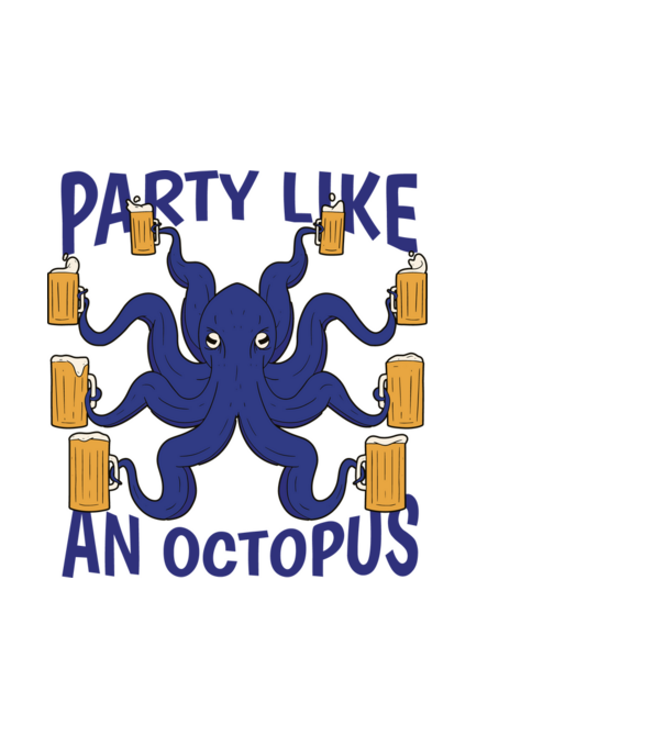 Party Like An Octopus model negru pe tricou