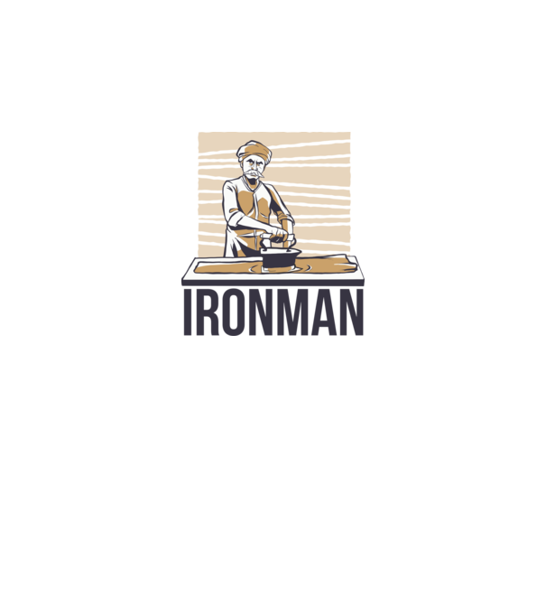 Ironman Om care calcă (montează metal) model alb pe tricou
