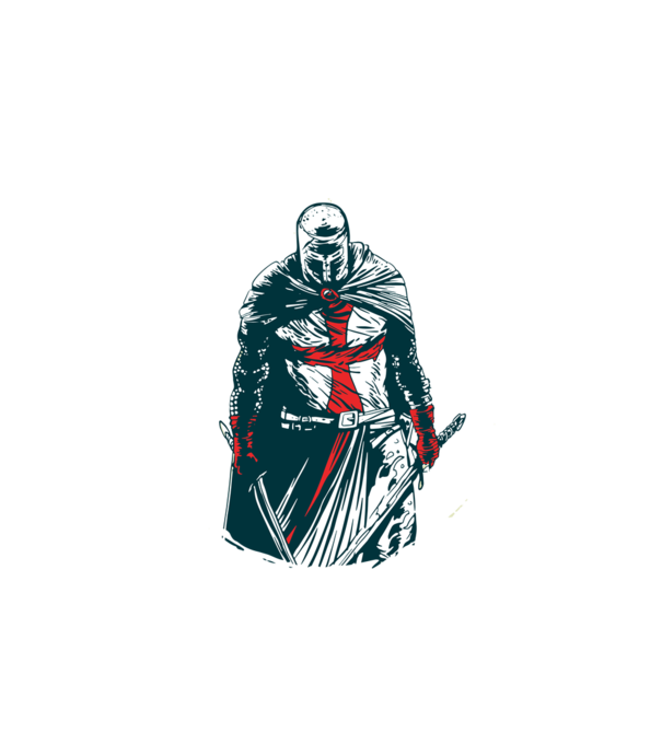 Cavaler Templier model alb pe tricou