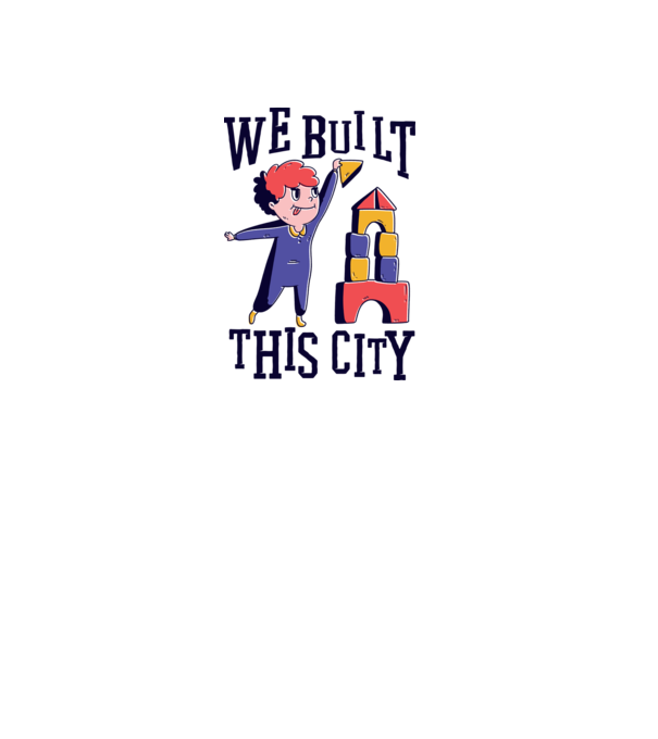 We built this city blocuri de construcție model galben pe tricou
