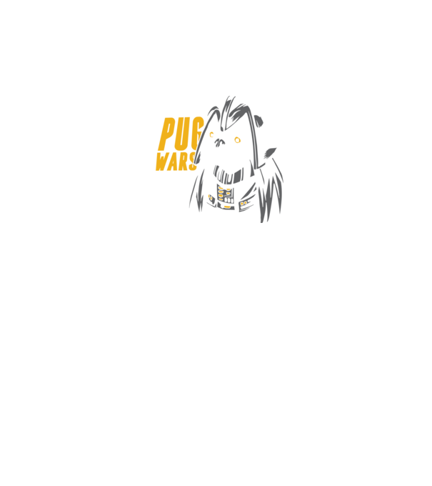 Pug Wars Mops model gri pe tricou