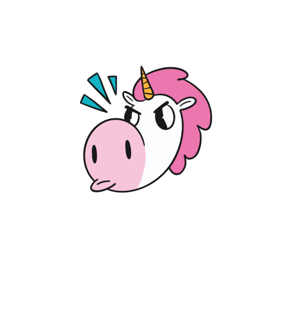 Unicorn supărat model alb pe tricou