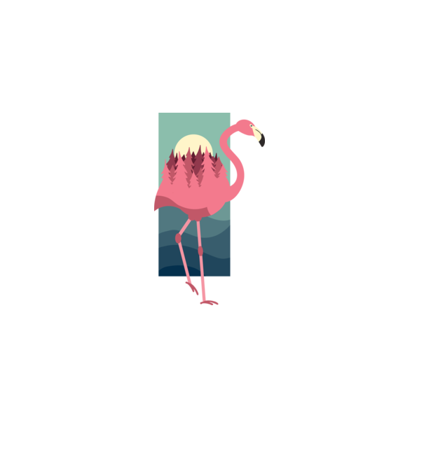 Flamingo Design model alb pe tricou