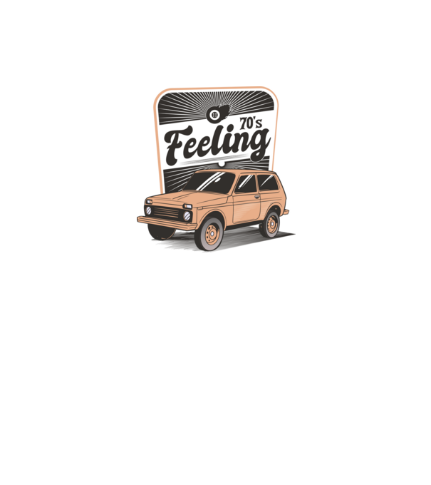 Mașină Retro anii 70 Lada Niva model gri pe tricou