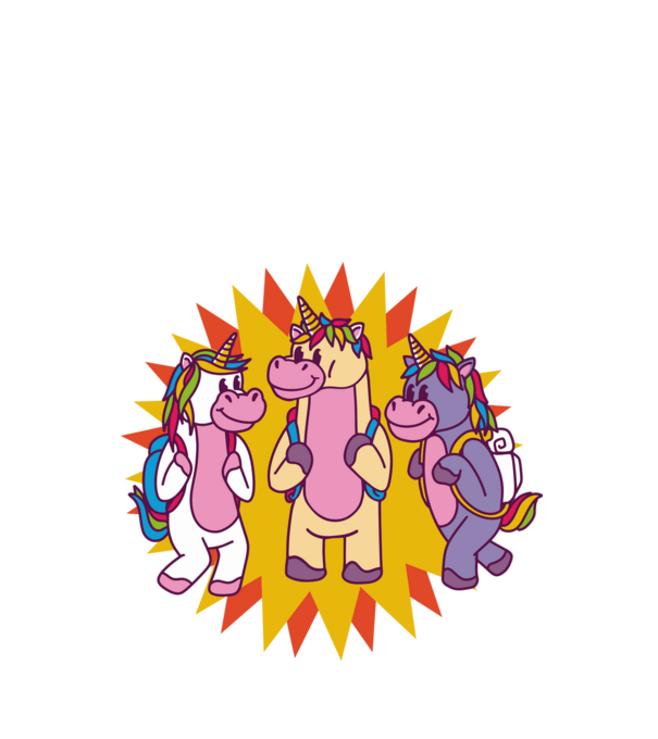 Unicorni școlari model alb pe tricou