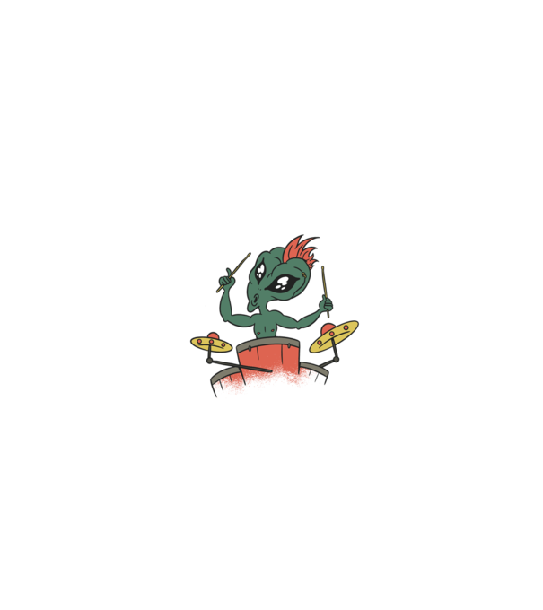 Alien baterist model negru pe tricou