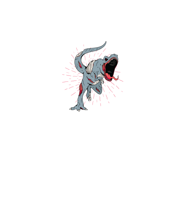 T-rex Zombie model gri pe tricou